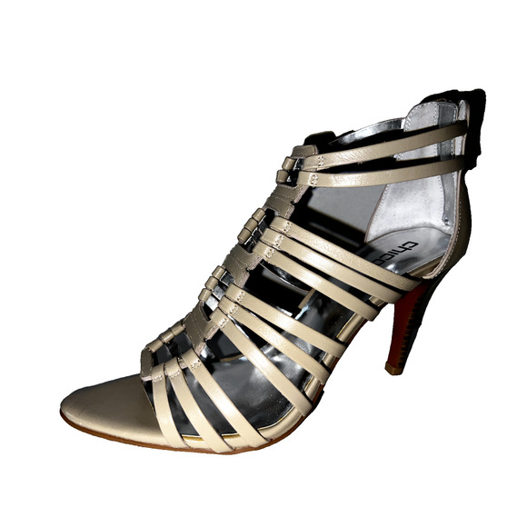 Chico's Shoes - New Chico's Shoes Size 10 Putty Beige Leather Strappy Rear Zip Sandals Heels NIB